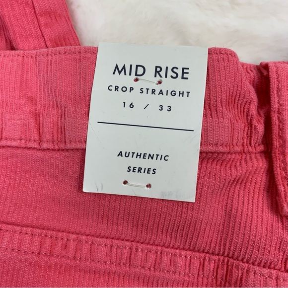 Lucky Brand Pink Mid Rise Crop Straight Corduroy Pants Size 16/33 NWT - Picture 14 of 15